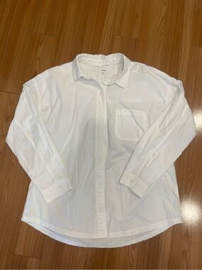 Garage White Long-Sleeve Button-Up Shirt / Cover Up